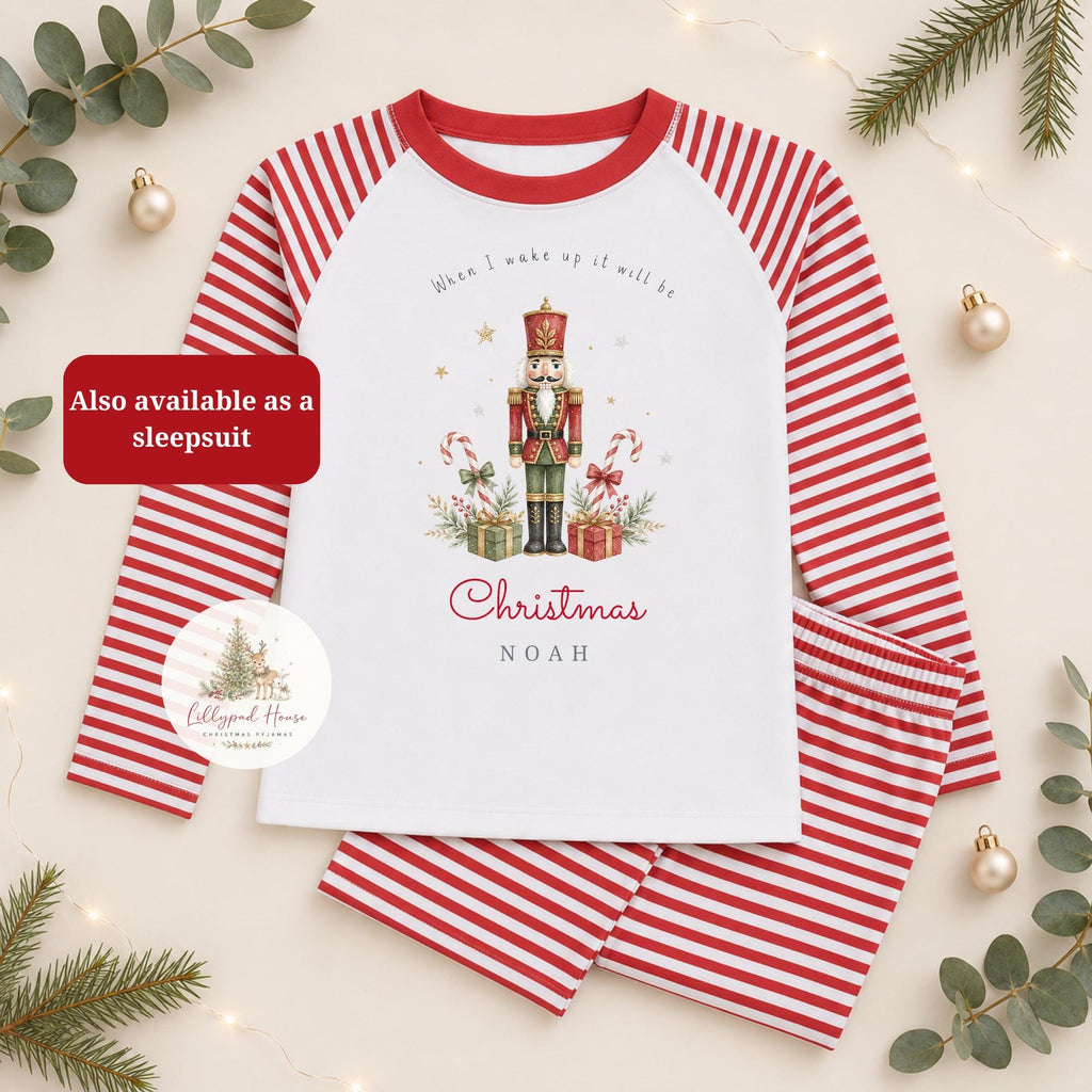 Personalised Christmas Nutcracker Themed Baby Romper: Matching Children's Xmas Pyjamas