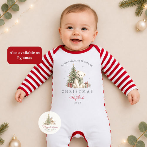 Christmas Polar Bear Themed  Baby Romper; Xmas Eve Box Children's Pyjamas
