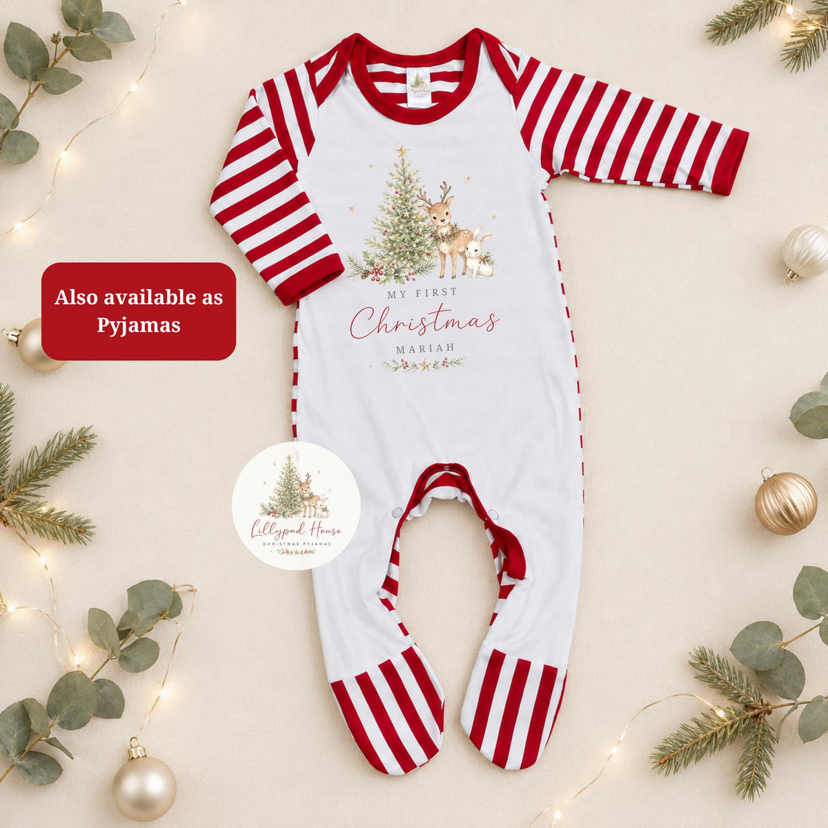 Christmas Eve Themed  Baby Romper; Xmas Eve Box Children's Pyjamas