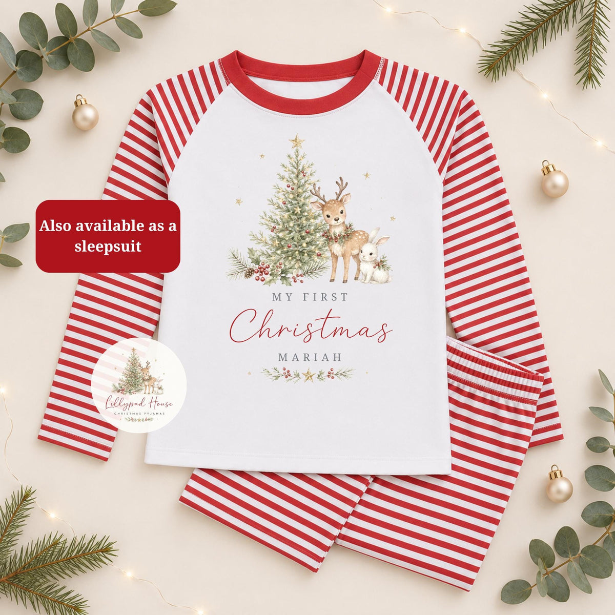 Christmas Eve Themed  Baby Romper; Xmas Eve Box Children's Pyjamas