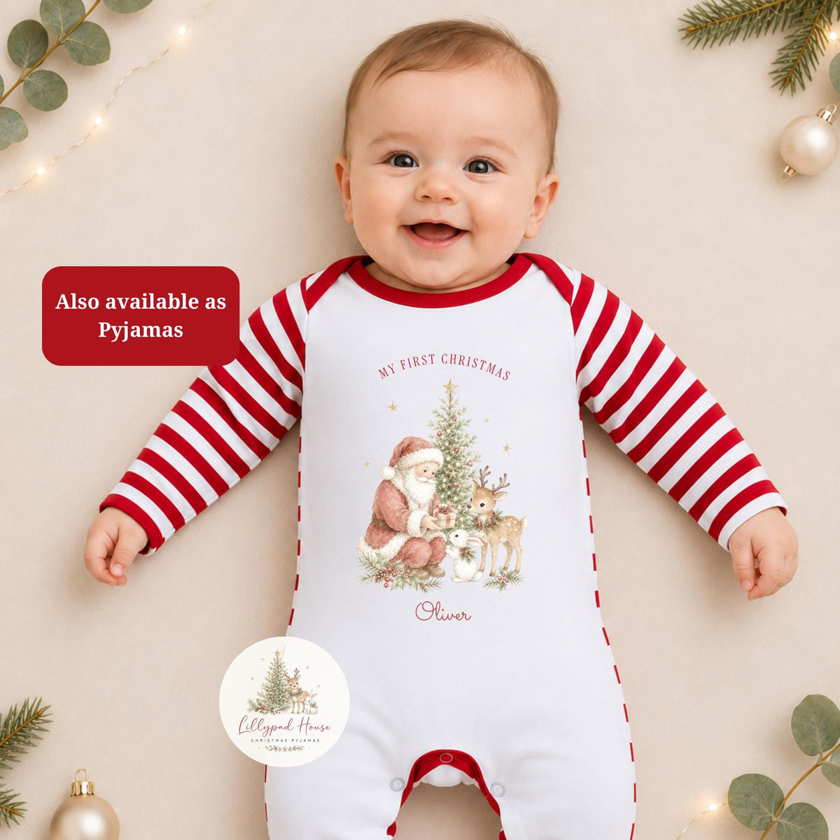 First Christmas Eve Themed  Baby Romper; Xmas Eve Box Children's Pyjamas