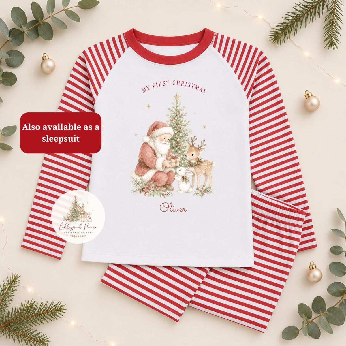 First Christmas Eve Themed  Baby Romper; Xmas Eve Box Children's Pyjamas