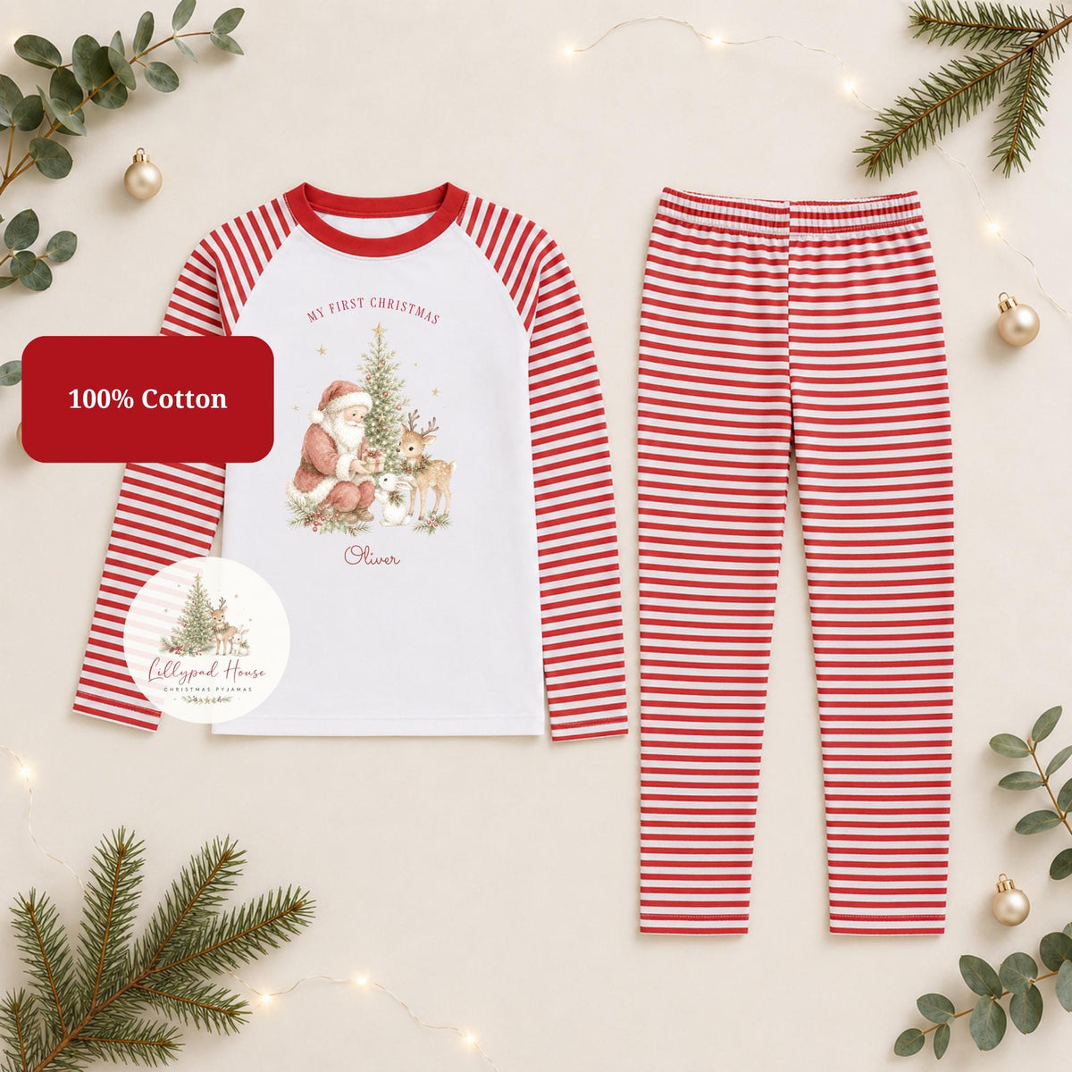 First Christmas Eve Themed  Baby Romper; Xmas Eve Box Children's Pyjamas