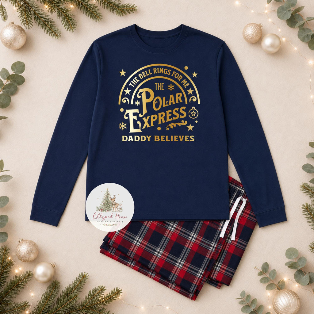 Polar Express Personalised Matching Family Christmas Pyjama Style Clothing; Personalised Xmas Eve Outfit