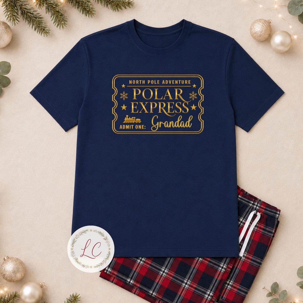Short Sleeved Personalised Polar Express Pyjama Set for Christmas Eve Adventures