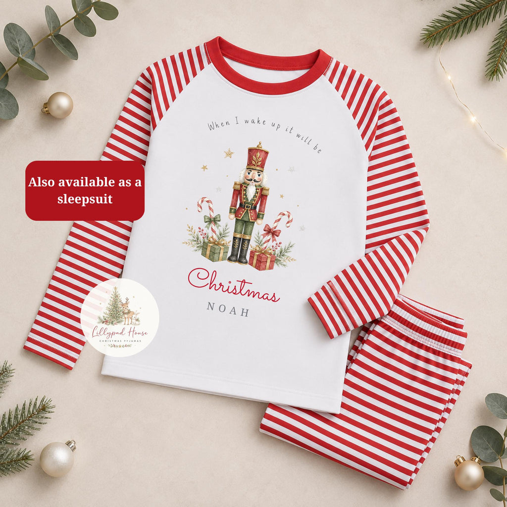 Personalised Christmas Nutcracker Themed Baby Romper: Matching Children's Xmas Pyjamas