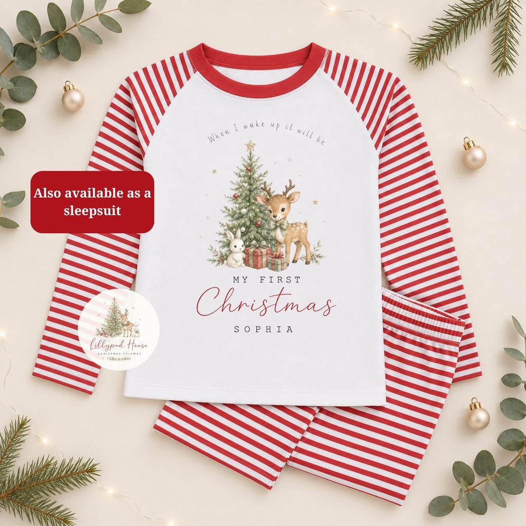 My First Christmas Eve Themed  Baby Romper; Xmas Eve Box Children's Pyjamas