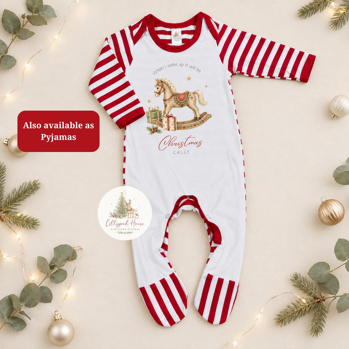 Christmas Eve Themed  Baby Romper; Xmas Eve Box Children's Pyjamas