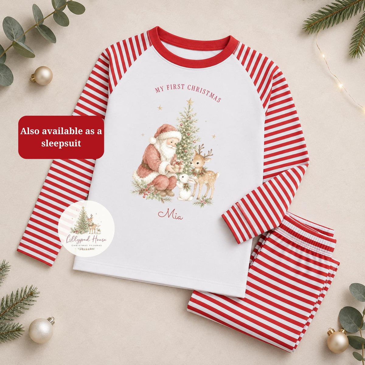 First Christmas Eve Themed  Baby Romper; Xmas Eve Box Children's Pyjamas