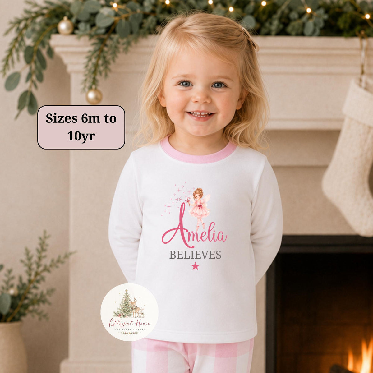 Personalised I Believe Christmas Children's Pyjamas; Personalised Baby Santa Xmas Eve PJ's