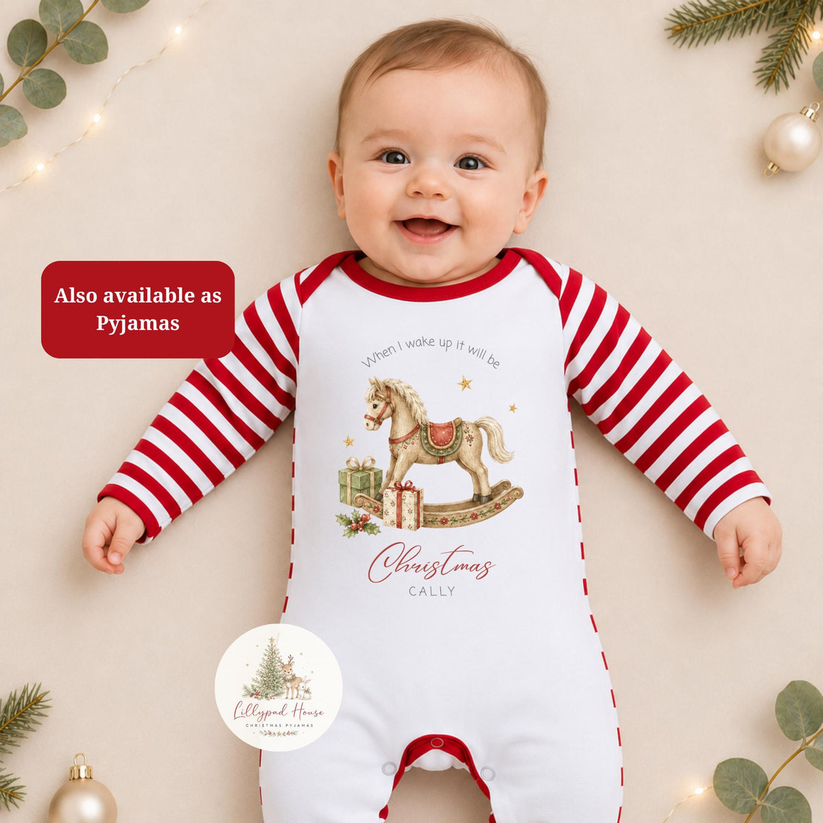 When I Wake Up It Will Be Christmas Personalised Children's Festive Pyjamas