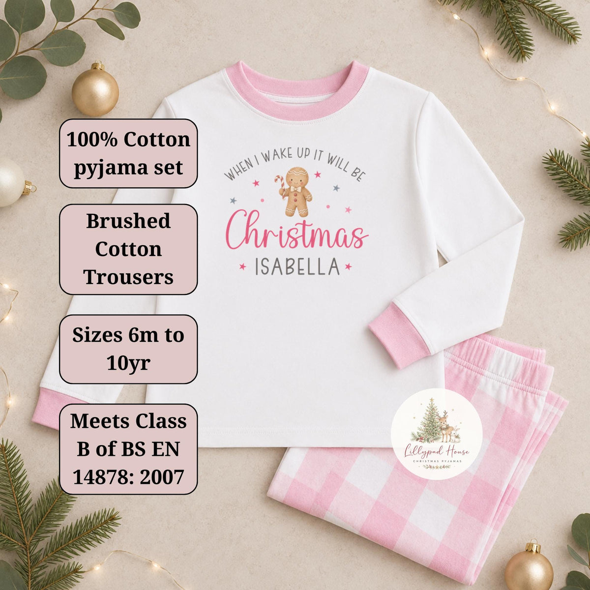 Personalised When I Wake Up children's Christmas pyjamas