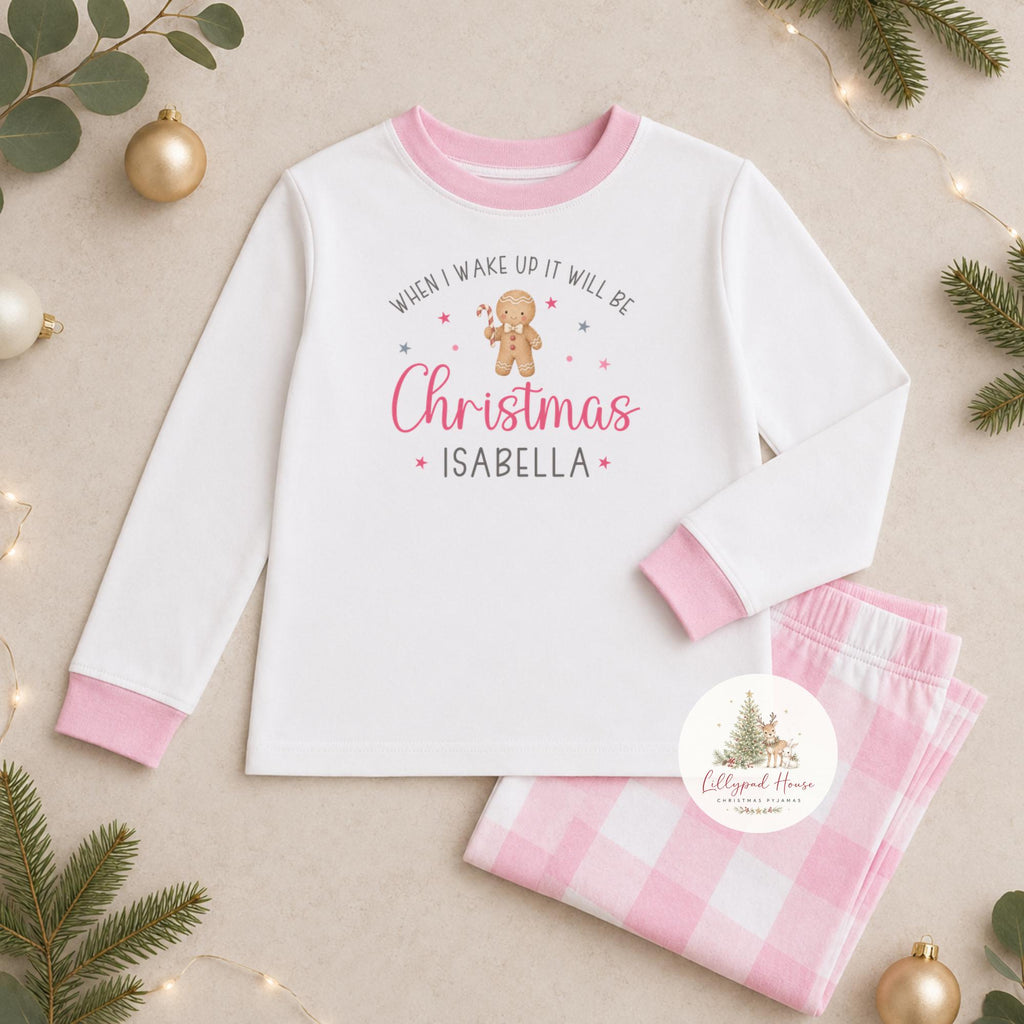 Personalised When I Wake Up children's Christmas pyjamas