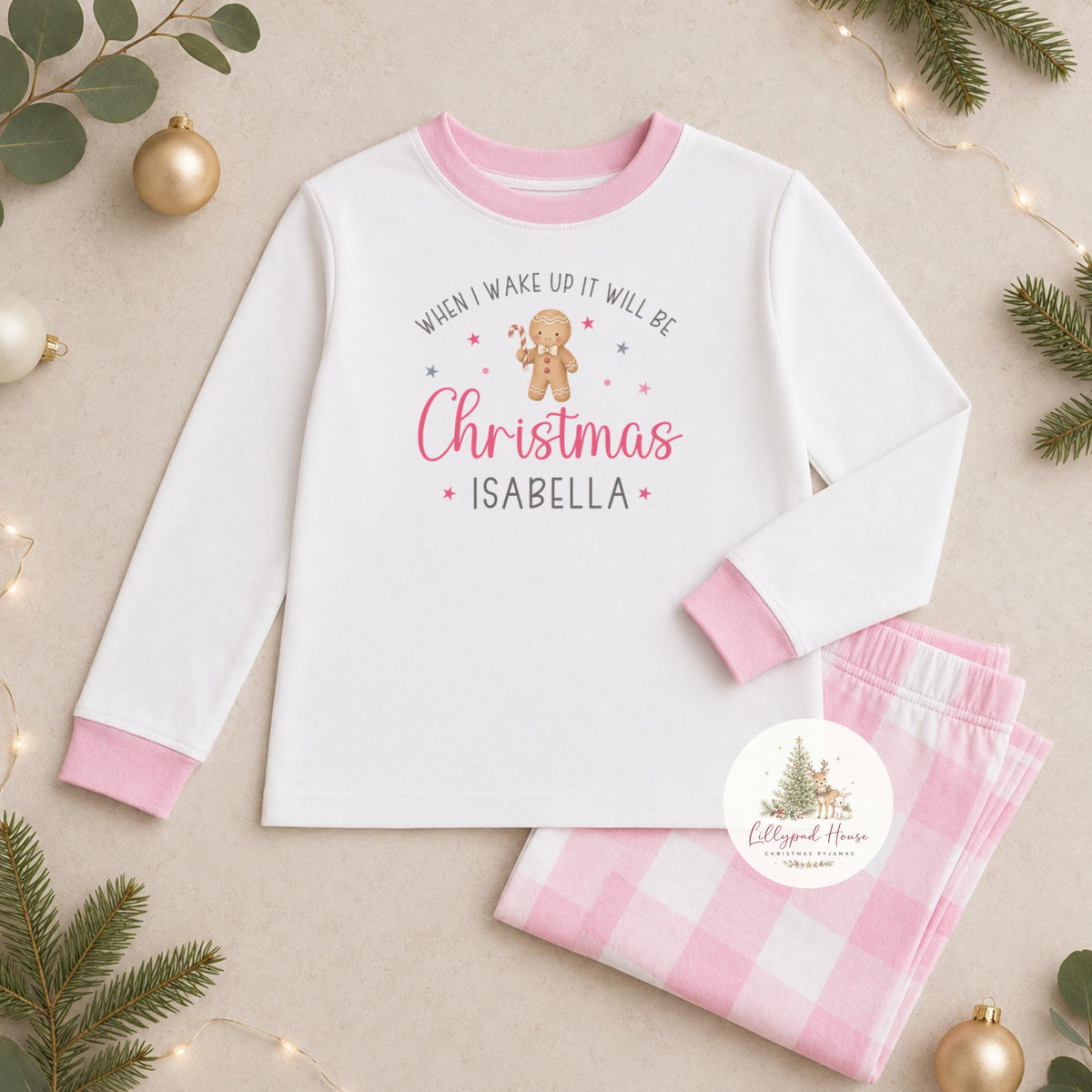 Personalised When I Wake Up children's Christmas pyjamas