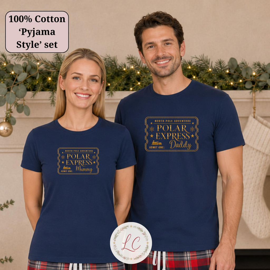 Short Sleeved Personalised Polar Express Pyjama Set for Christmas Eve Adventures