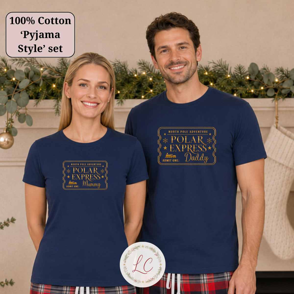 Short Sleeved Personalised Polar Express Pyjama Set for Christmas Eve Adventures