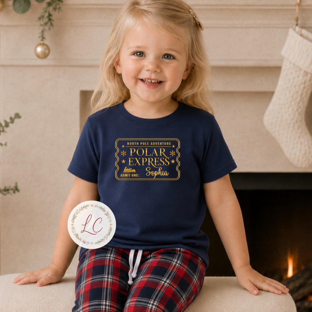 Short Sleeved Personalised Polar Express Pyjama Set for Christmas Eve Adventures