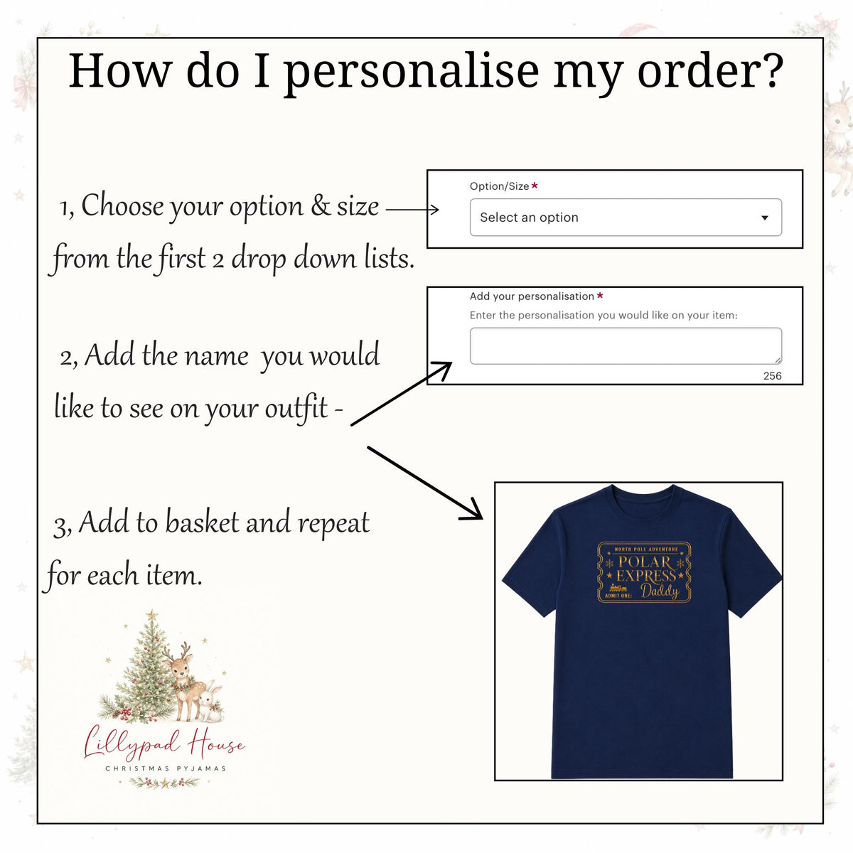 Short Sleeved Personalised Polar Express Pyjama Set for Christmas Eve Adventures