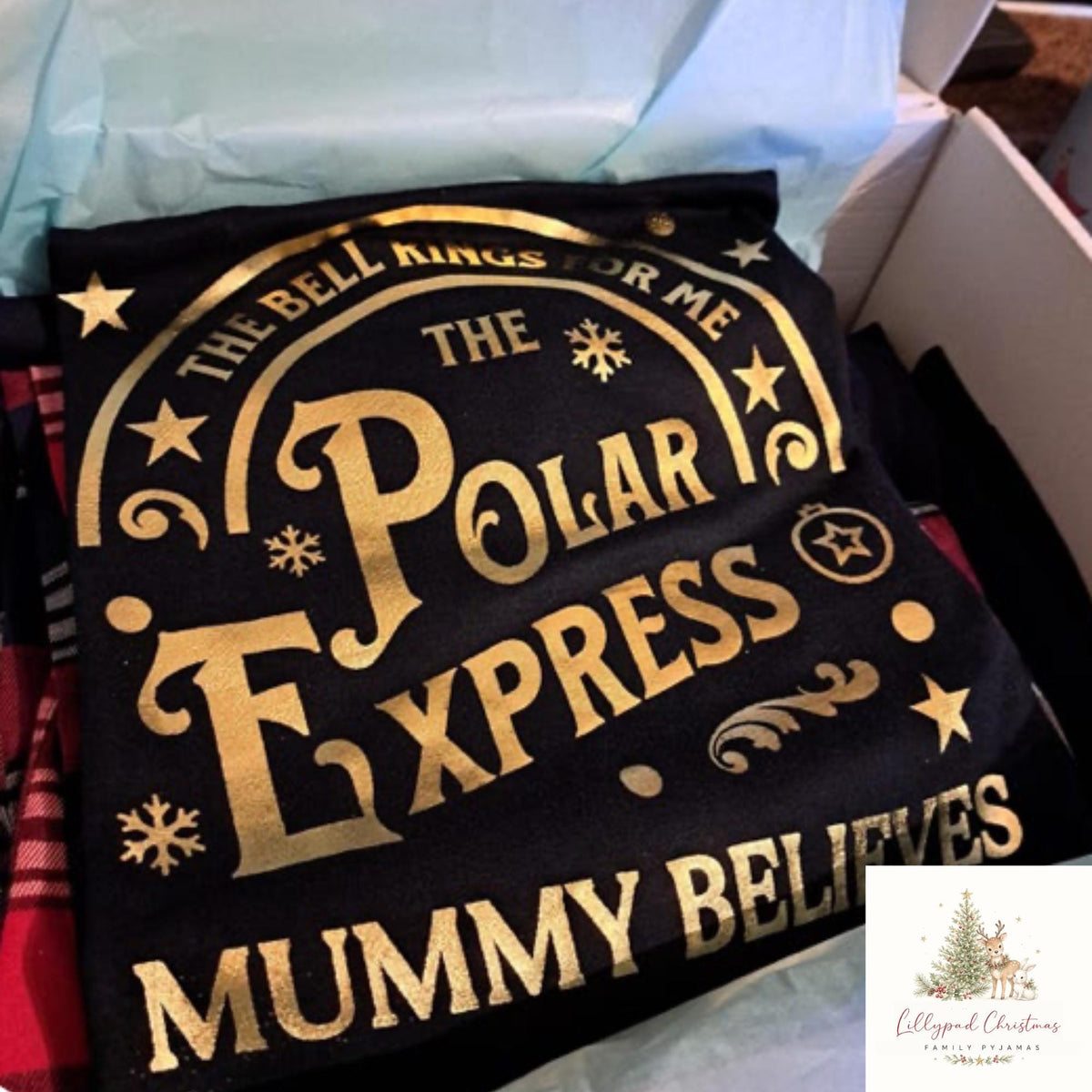 Polar Express Personalised Matching Family Christmas Pyjama Style Clothing; Personalised Xmas Eve Outfit
