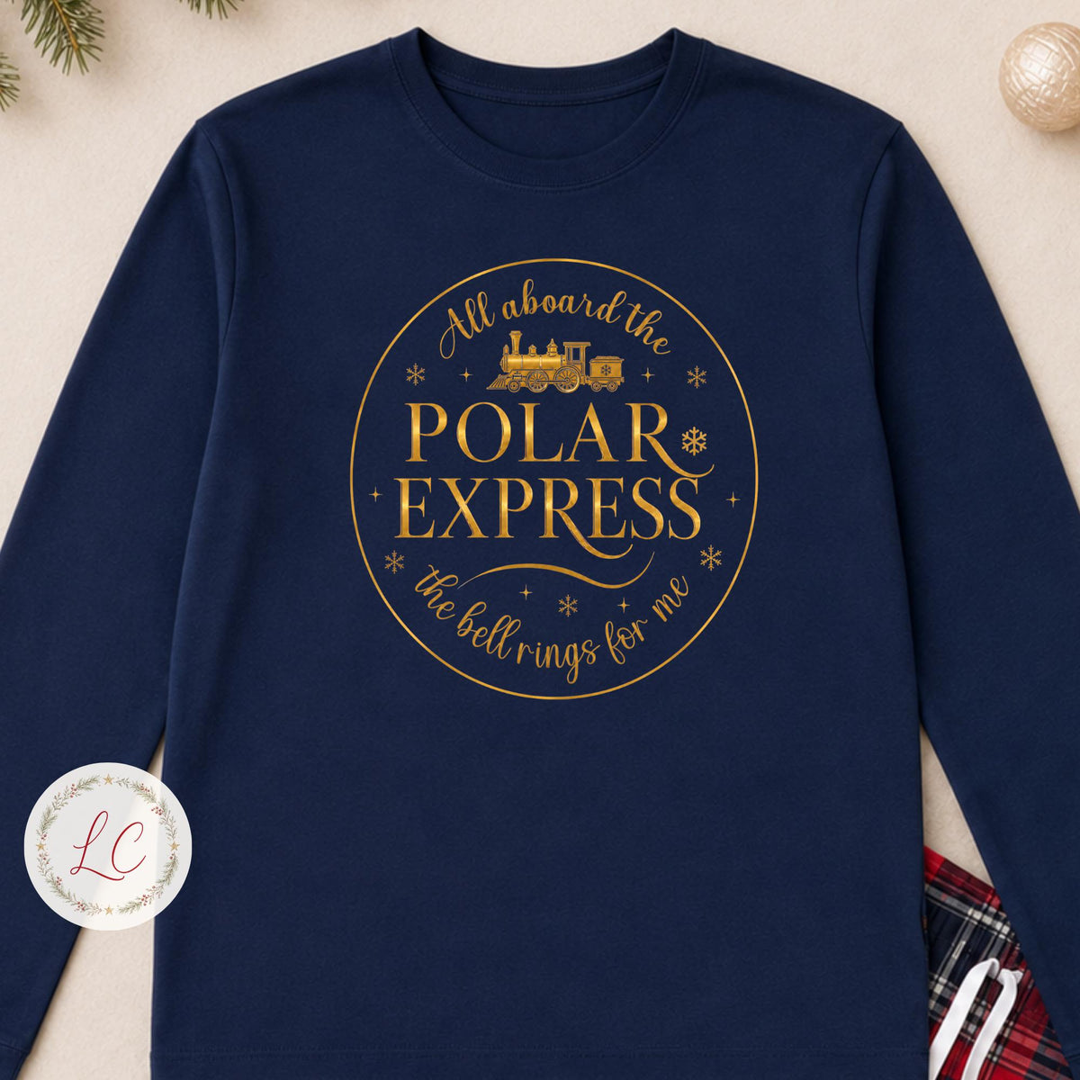 Polar Express Matching Family Christmas Pyjama Style Clothing; Personalised Xmas Eve Outfit