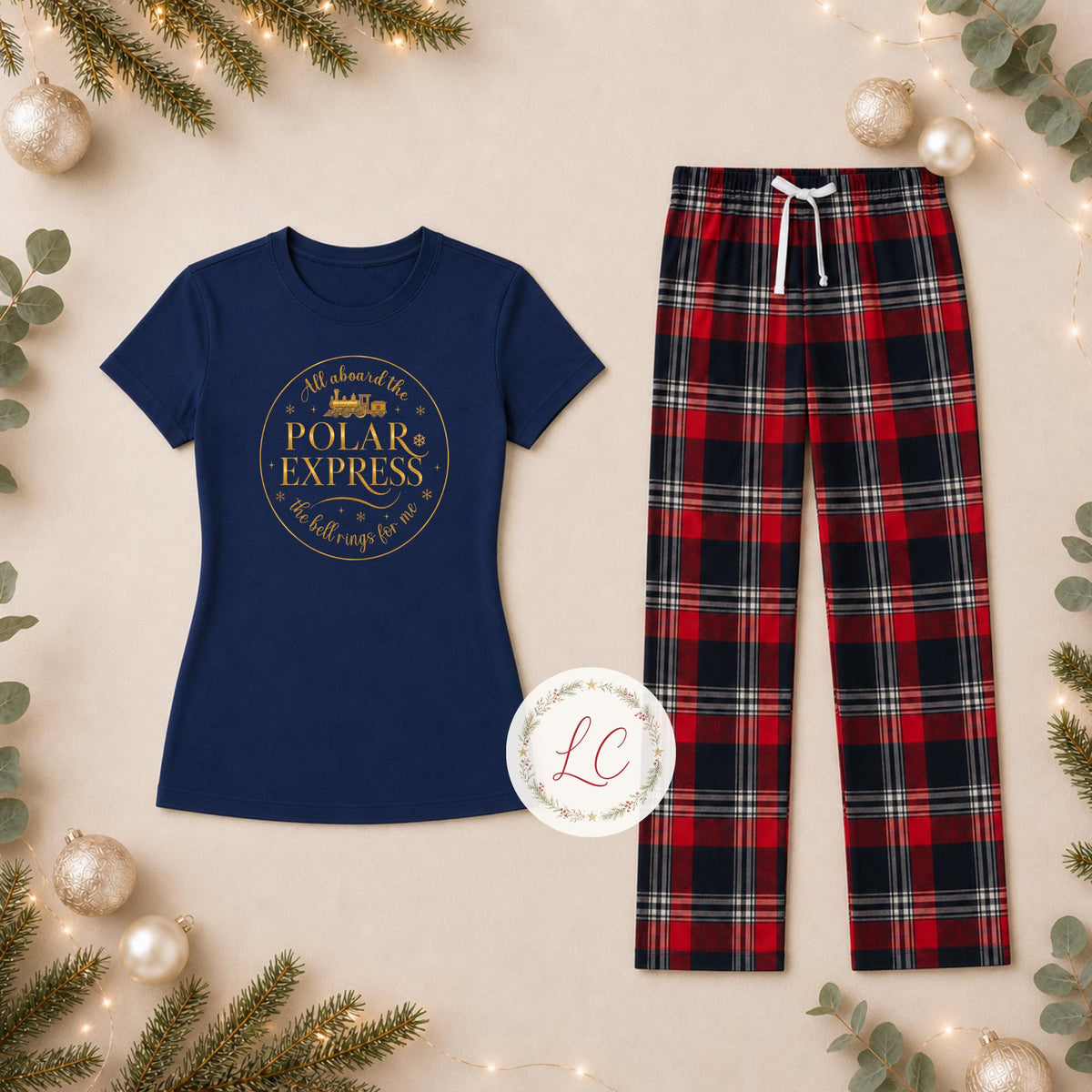 Short Sleeved Polar Express Pyjama Style Set for Christmas Eve Adventures
