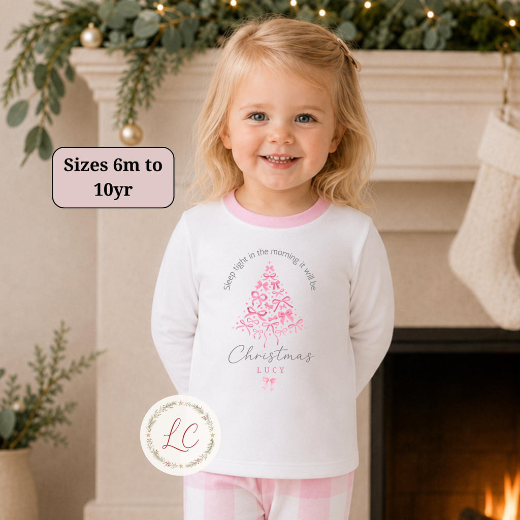 Personalised Pink Christmas Tree Pyjamas: Baby Girl Pyjamas