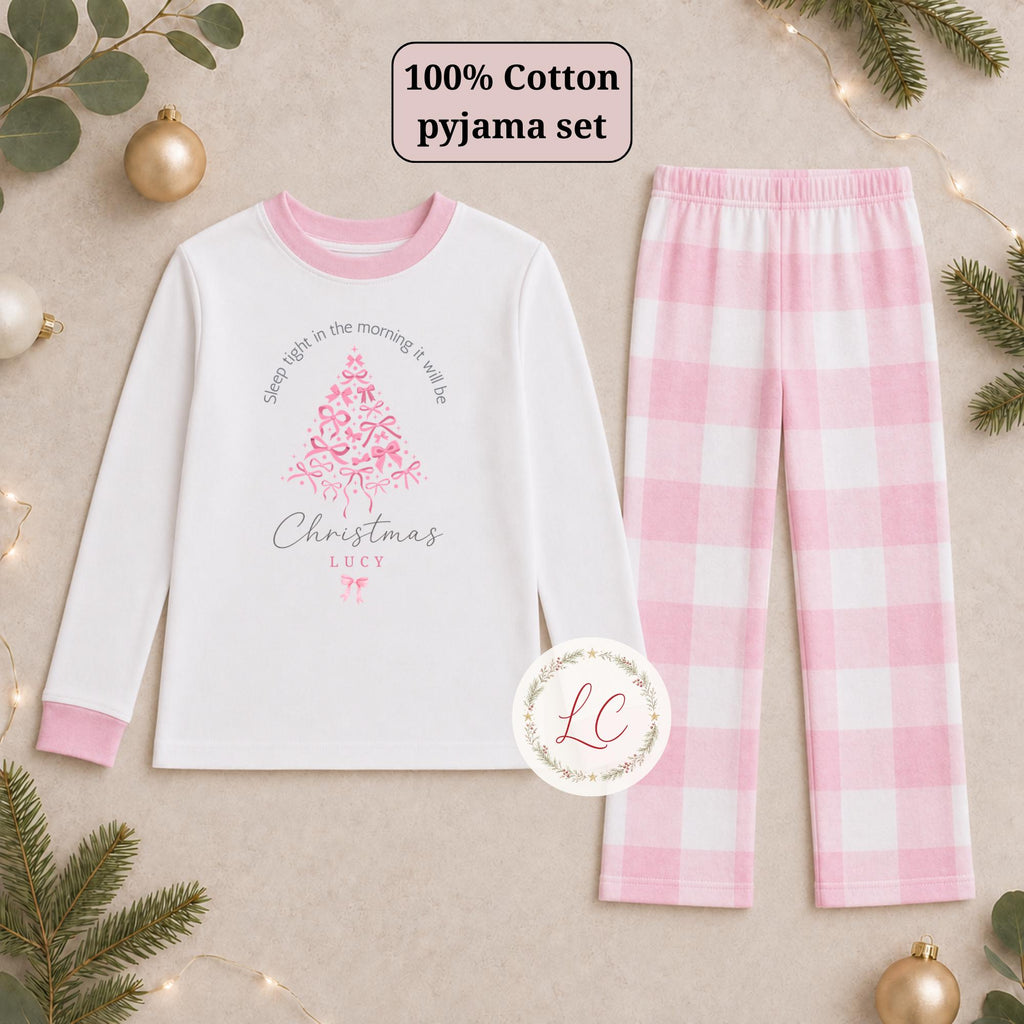 Personalised Pink Christmas Tree Pyjamas: Baby Girl Pyjamas
