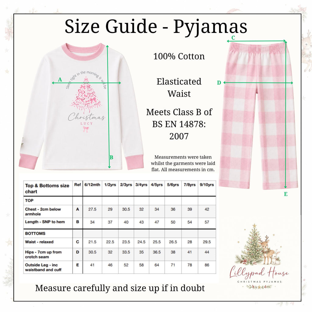 Personalised Pink Christmas Tree Pyjamas: Baby Girl Pyjamas