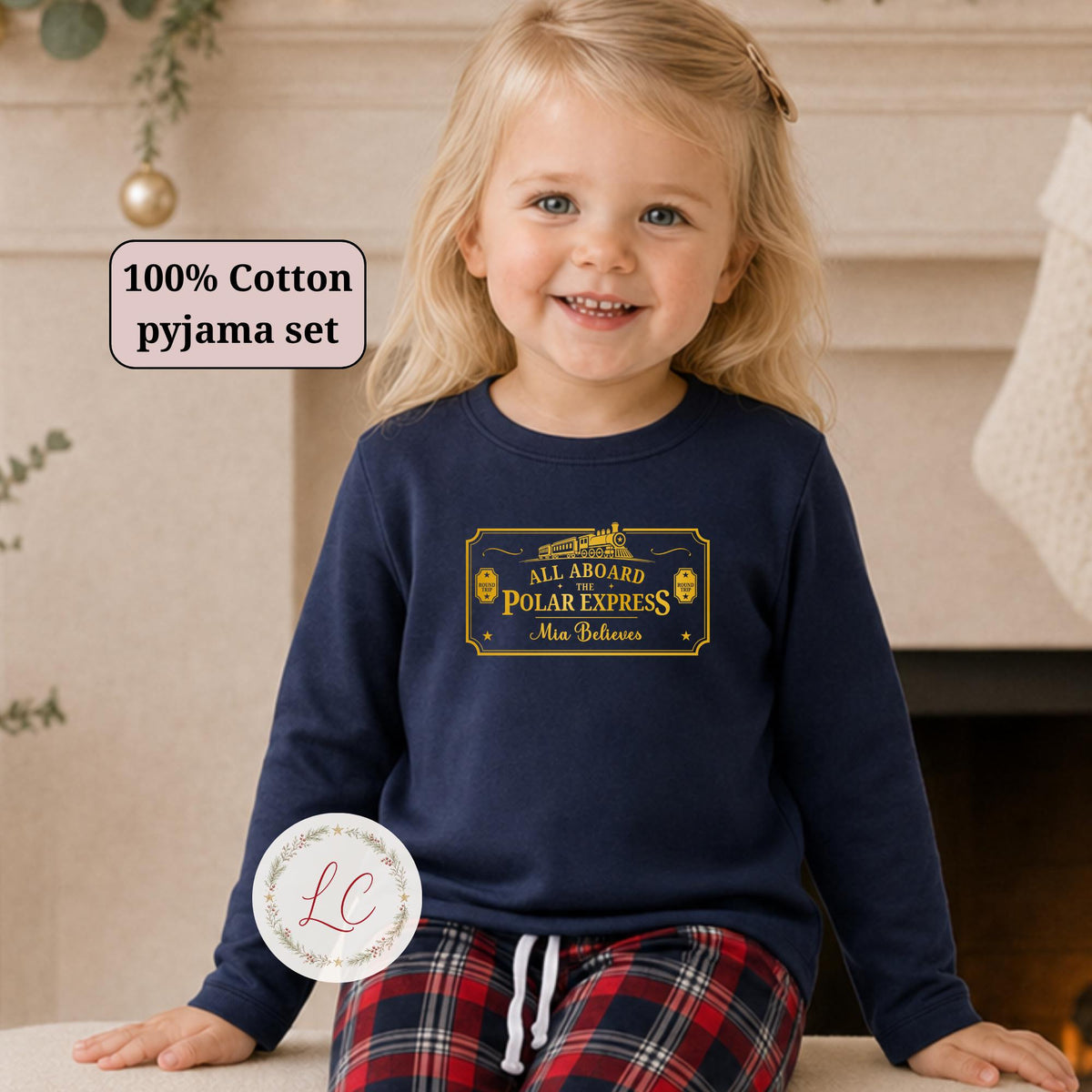 Polar Express Personalised Matching Family Christmas Day Pyjamas Clothing; Personalised Xmas Eve Outfit