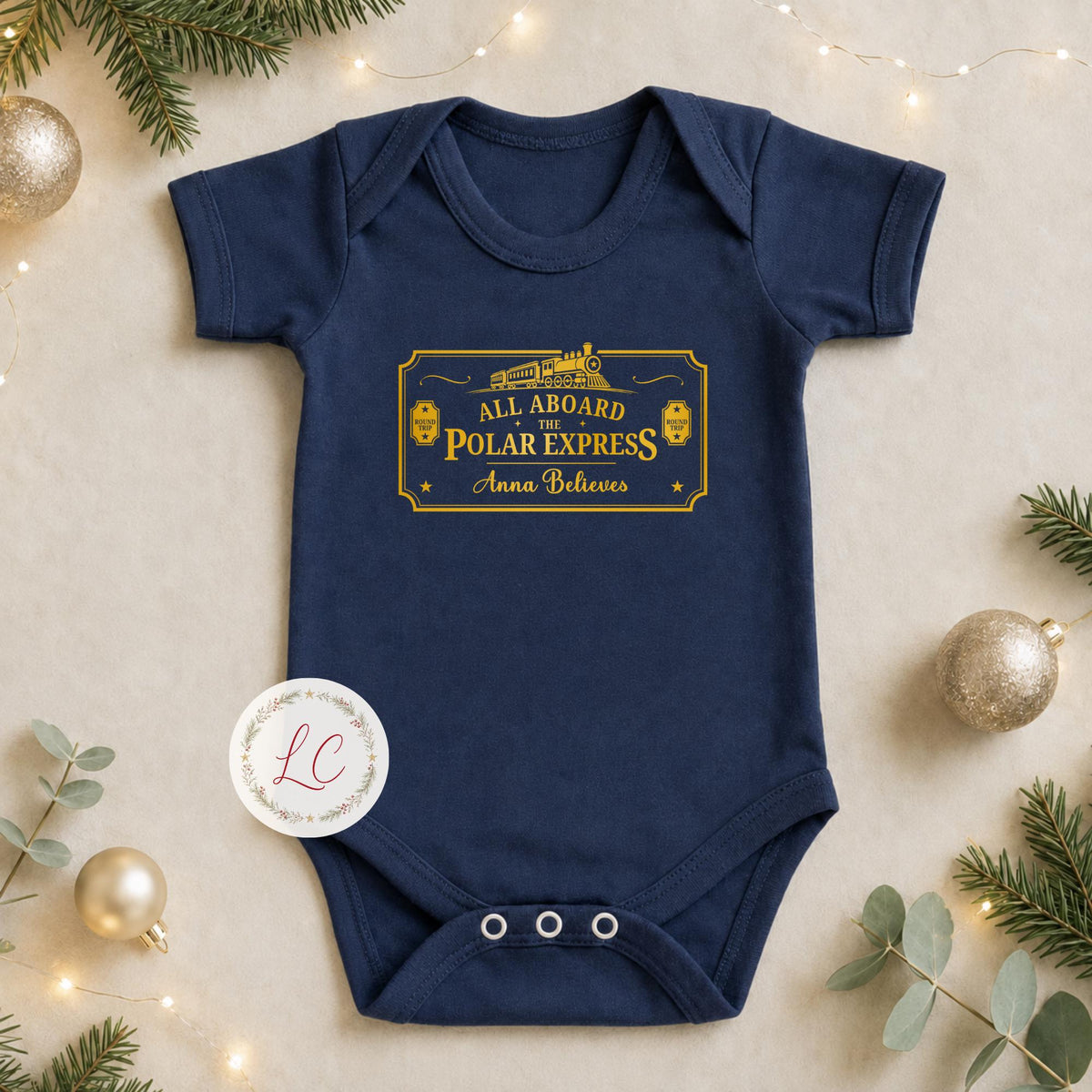 Polar Express Personalised Matching Family Christmas Day Pyjamas Clothing; Personalised Xmas Eve Outfit