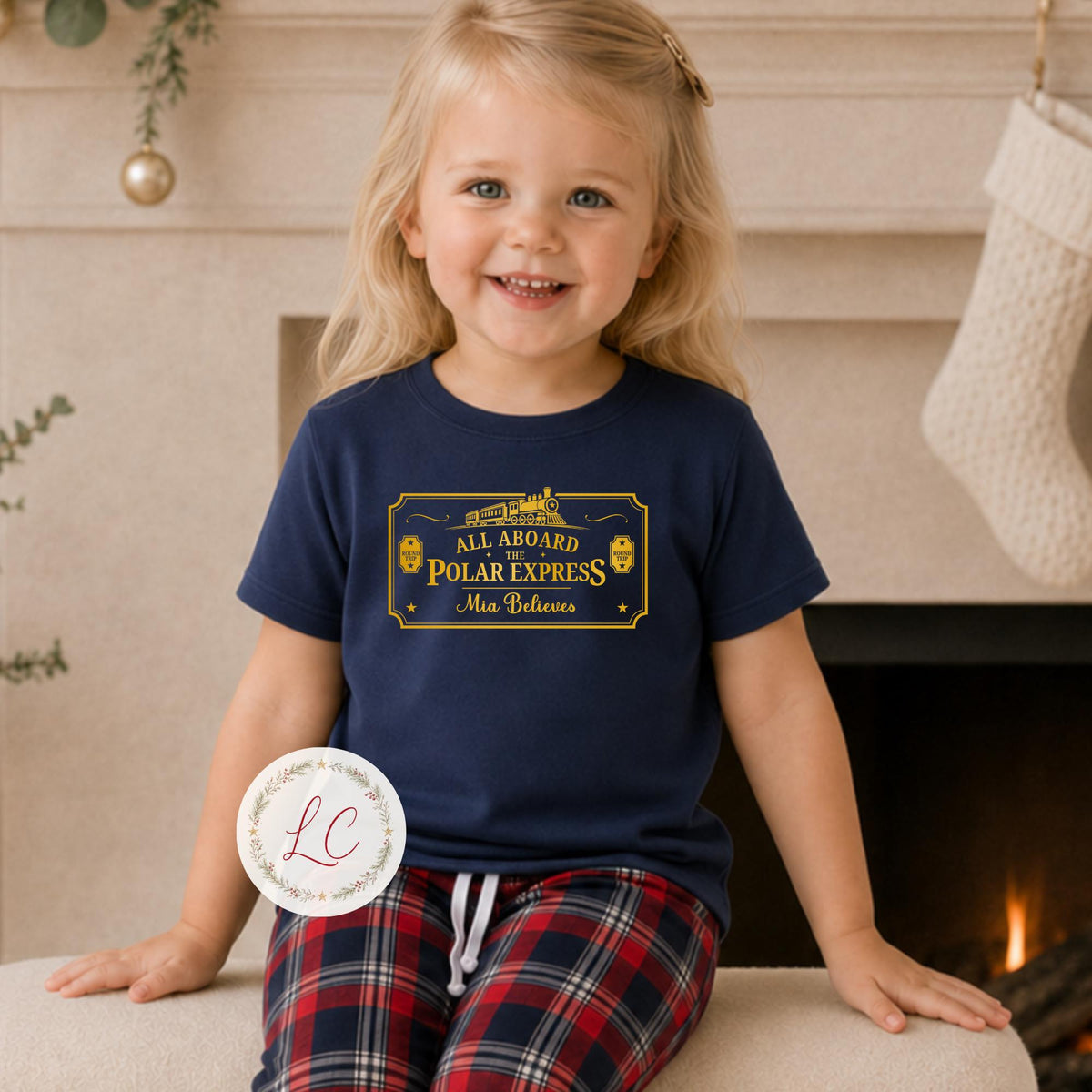 Short Sleeved Polar Express Ticket  Style Set for Christmas Eve Adventures