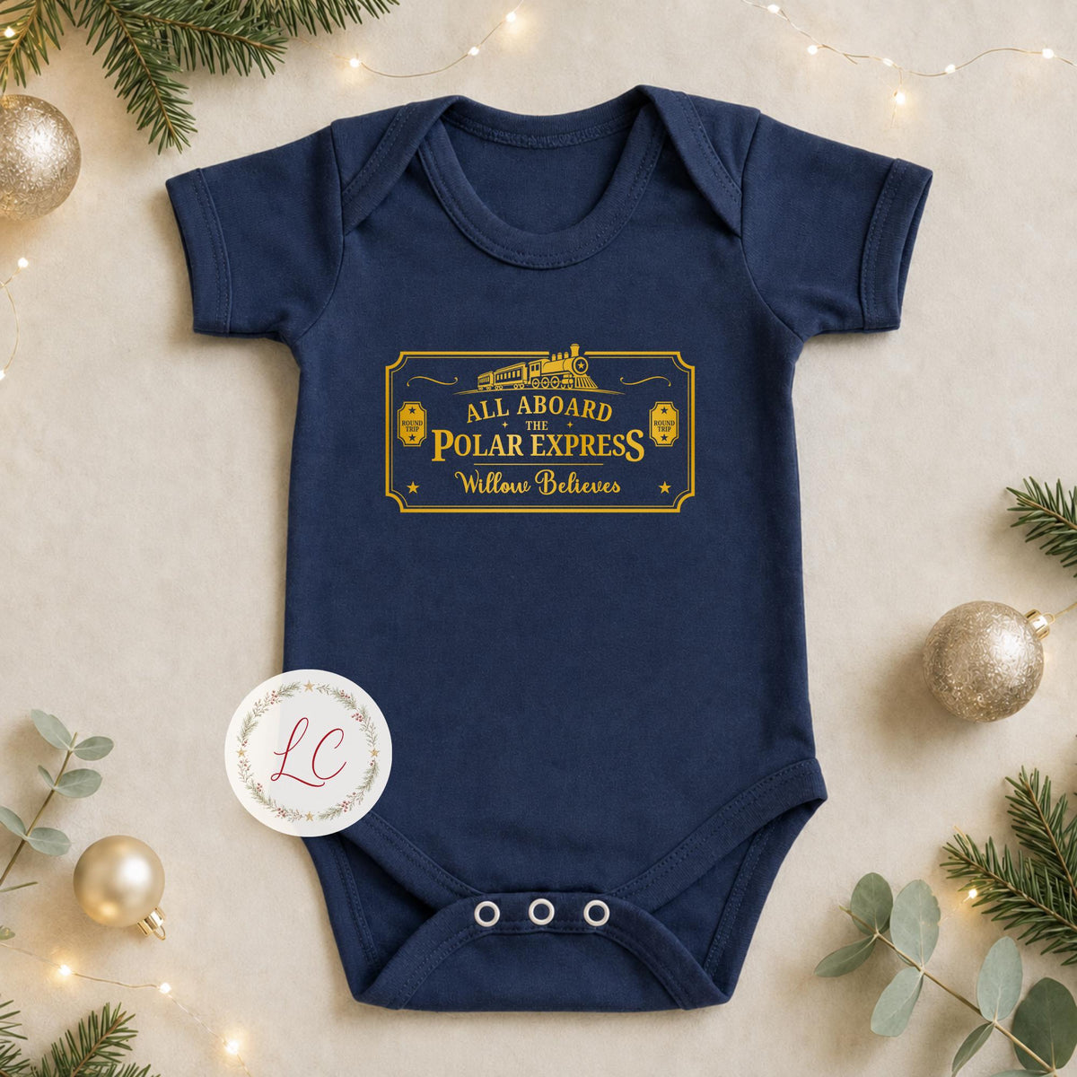 Short Sleeved Polar Express Ticket  Style Set for Christmas Eve Adventures
