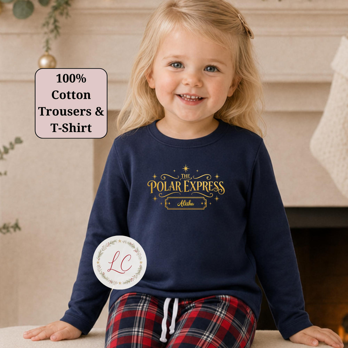 Matching Long-Sleeved Polar Express Family Outfits - Christmas Eve Gift
