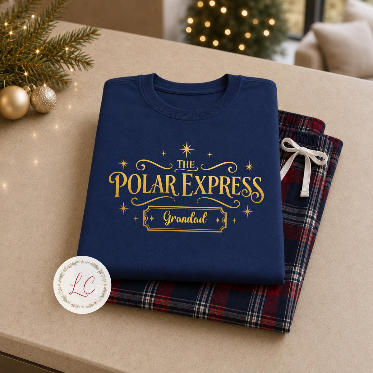 Matching Long-Sleeved Polar Express Family Outfits - Christmas Eve Gift
