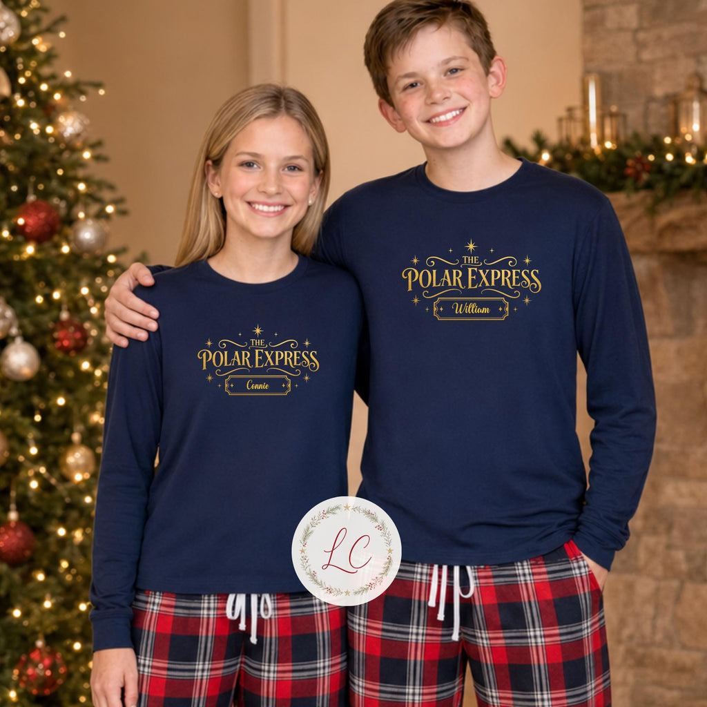 Matching Long-Sleeved Polar Express Family Outfits - Christmas Eve Gift
